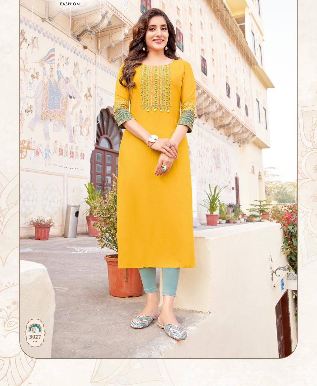 Heavy Rayon - Tread & Hand Work Kurti - Image 5