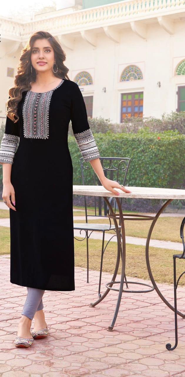 Heavy Rayon - Tread & Hand Work Kurti - Image 7
