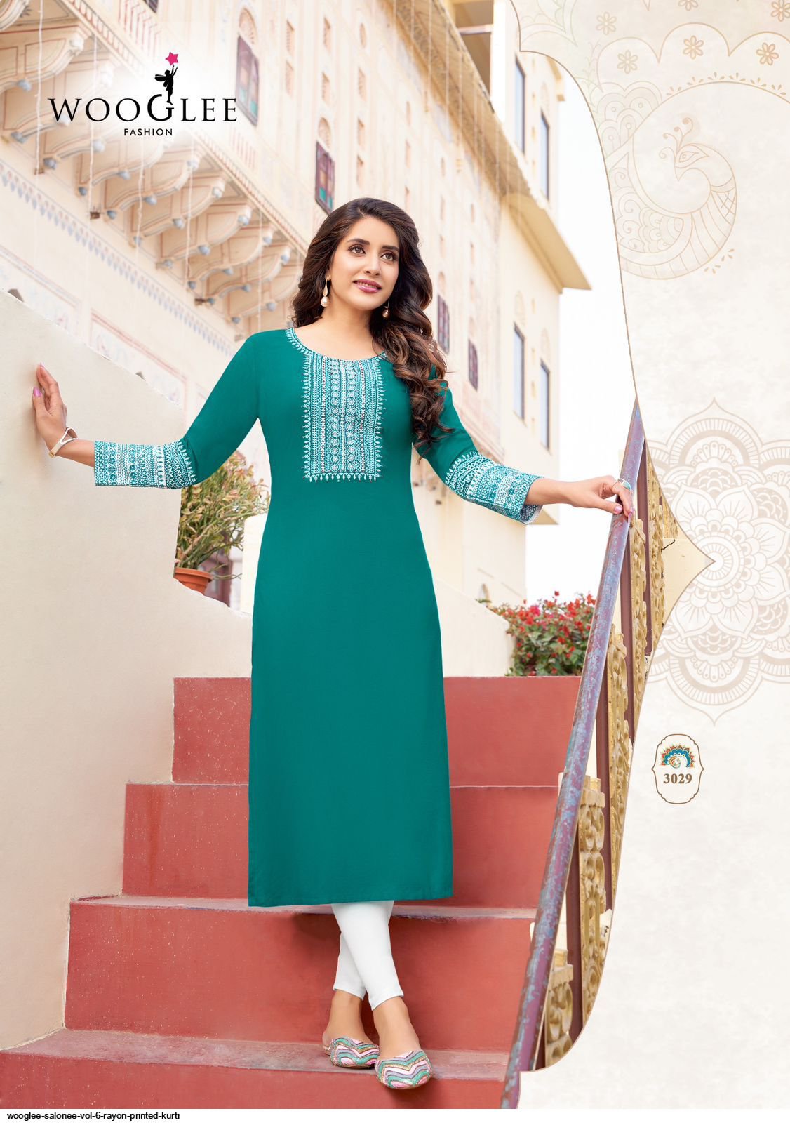 Heavy Rayon - Tread & Hand Work Kurti - Image 2