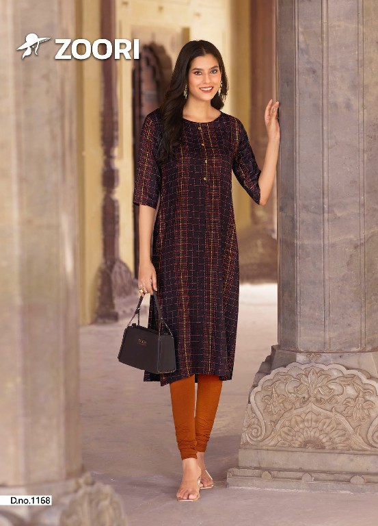 Zoori Rayon Print Classic Big Size Long Kurti - Image 4