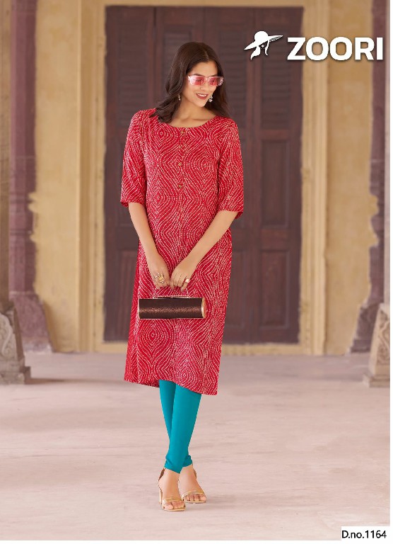 Zoori Rayon Print Classic Big Size Long Kurti - Image 11