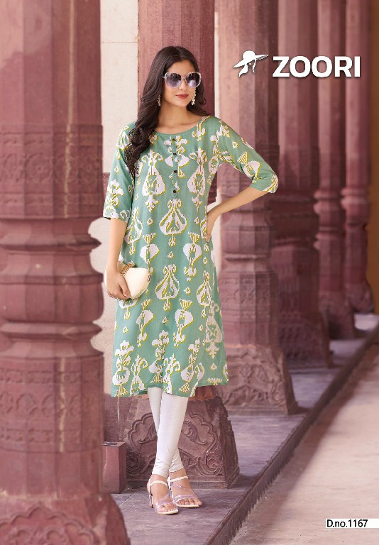 Zoori Rayon Print Classic Big Size Long Kurti - Image 5
