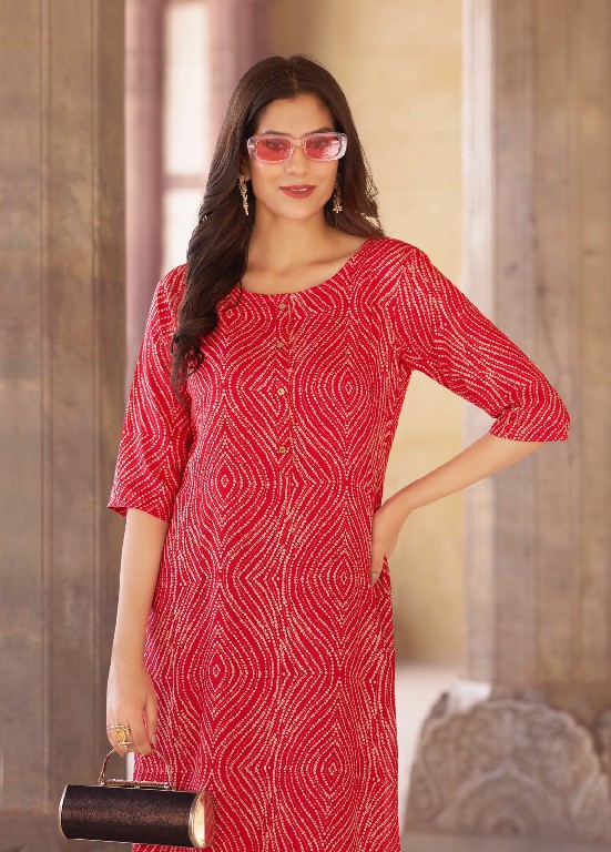 Zoori Rayon Print Classic Big Size Long Kurti - Image 7