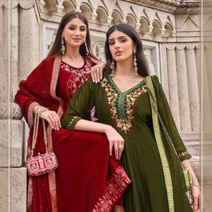 Vichitra silk with embroidery and handwork Anarkali Suit Sets