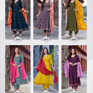 Rayon Angrakha - Style Kurta Pant with Dupatta