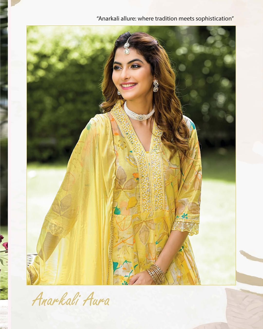 Cotton Foil Print Anarkali Suit Set - Image 11