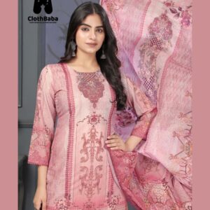 Royal Printed Pink Muslin Suit Set
