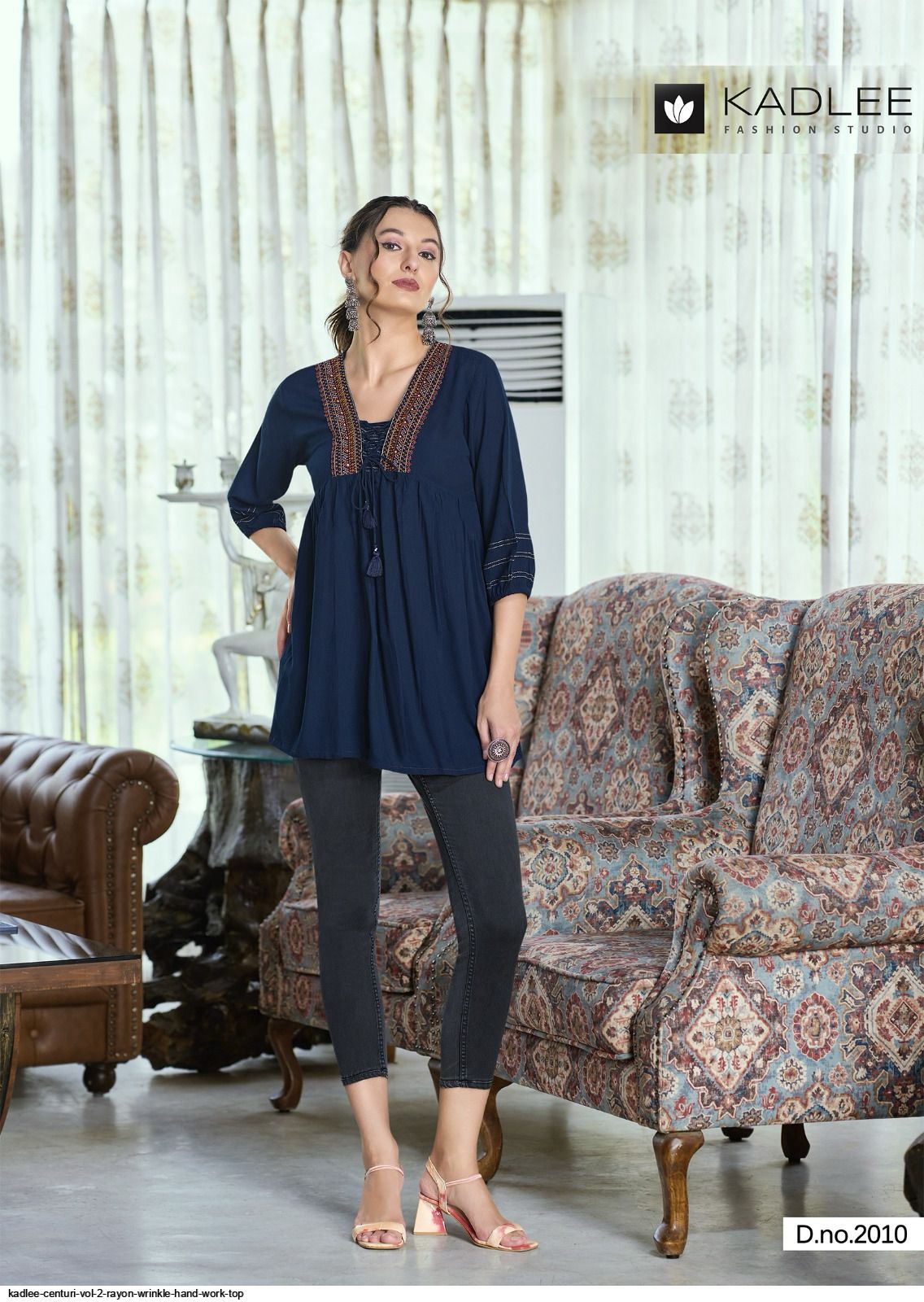 Zoori Wrincle - Thread Work & Hand Work Kurti - Image 5